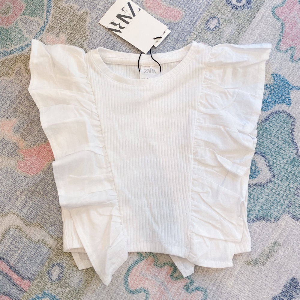 Girls Zara white ruffle top